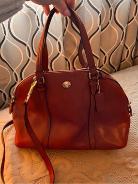 Coach Red Leather Satchel with Dual Handles